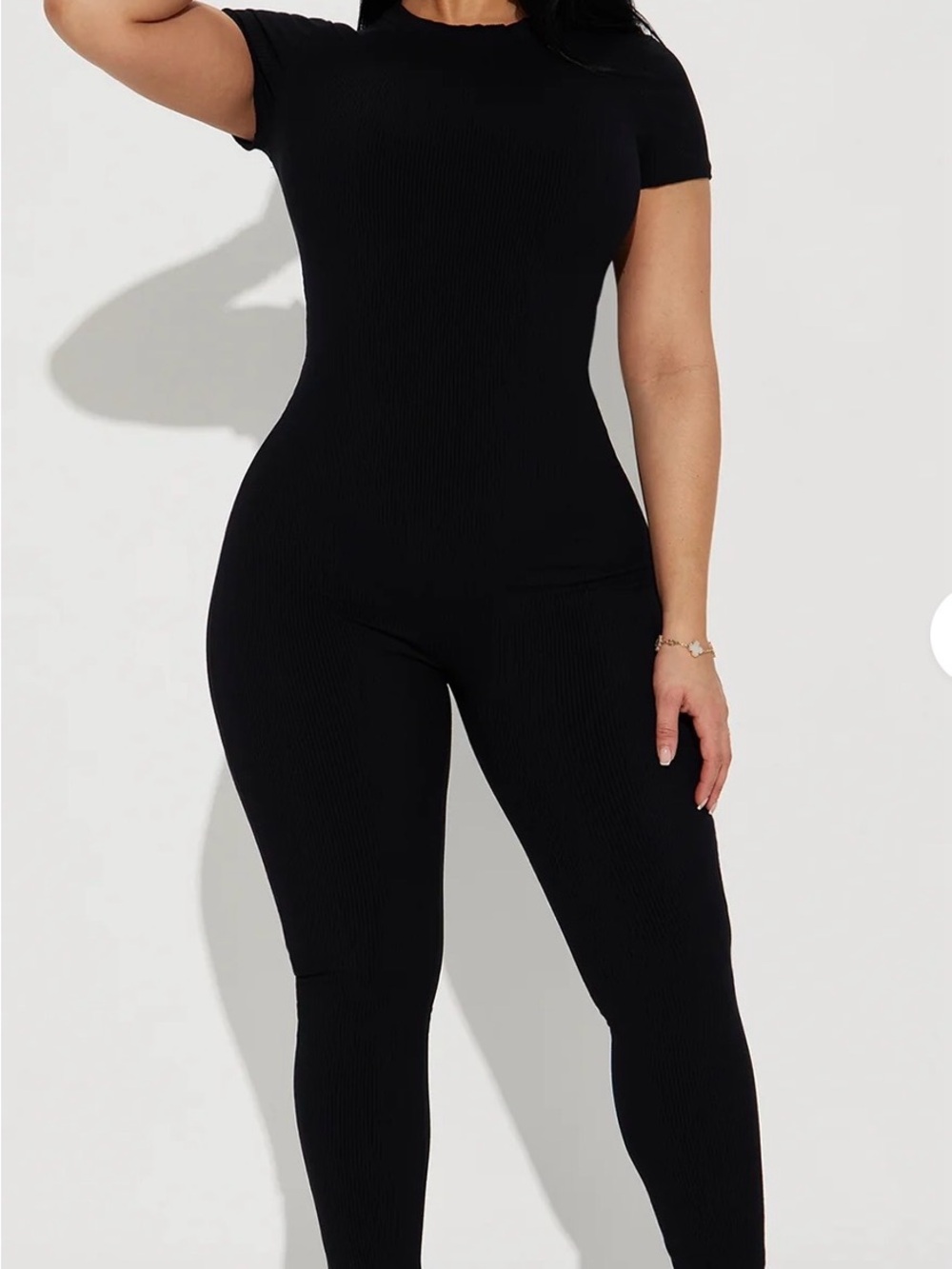 Fashion Nova Black Short-Sleeve Jumpsuit